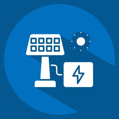 Icon Güneş Enerjisi. Endüstri sembolüyle ilgili. Uzun gölge tarzı. dizayn edilebilir