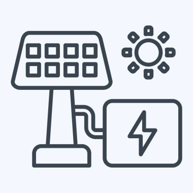 Icon Güneş Enerjisi. Endüstri sembolüyle ilgili. Sıra tarzı. dizayn edilebilir