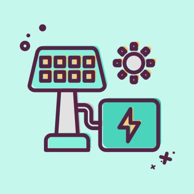 Icon Güneş Enerjisi. Endüstri sembolüyle ilgili. MBE tarzı. dizayn edilebilir