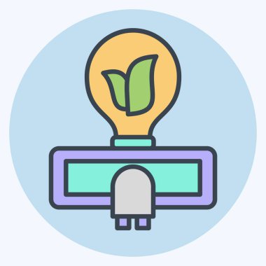 Icon Güneş Enerjisi. Dünya 'yı Kurtarma sembolüyle ilgili. renk arkadaşı stili. düzenlenebilir