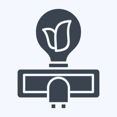 Icon Güneş Enerjisi. Dünya 'yı Kurtarma sembolüyle ilgili. Kabartma tarzı. düzenlenebilir