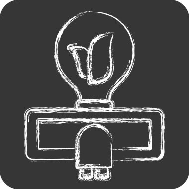 Icon Güneş Enerjisi. Dünya 'yı Kurtarma sembolüyle ilgili. Tebeşir stili. düzenlenebilir