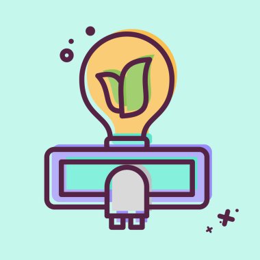 Icon Güneş Enerjisi. Dünya 'yı Kurtarma sembolüyle ilgili. MBE tarzı. düzenlenebilir