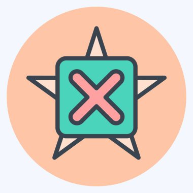 Simge Yıldızı. Ünlem sembolüyle ilgili. renk arkadaşı stili. dizayn edilebilir