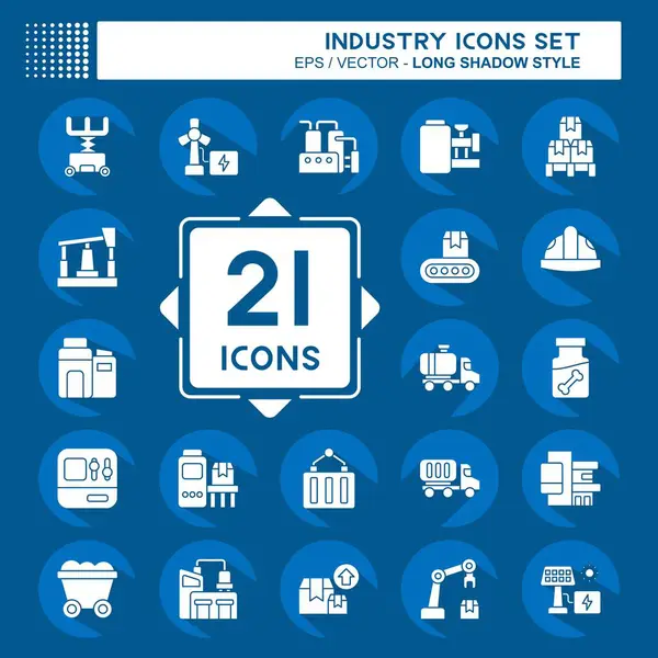 Icon Set Endüstri. Eğitim sembolüyle ilgili. Uzun gölge tarzı. dizayn edilebilir