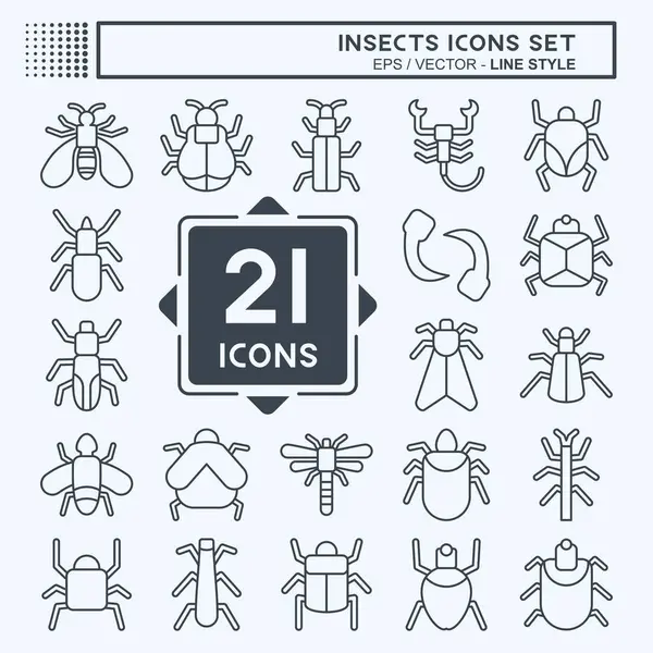 Simge Ayarlı Böcekler. Eğitim sembolüyle ilgili. Sıra tarzı. dizayn edilebilir