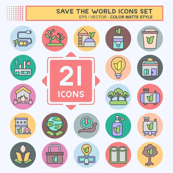 Simge Ayarla Dünyayı Kurtar. Eğitim sembolüyle ilgili. renk arkadaşı stili. düzenlenebilir