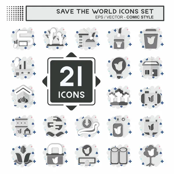 Simge Ayarla Dünyayı Kurtar. Eğitim sembolüyle ilgili. Çizgi roman. düzenlenebilir