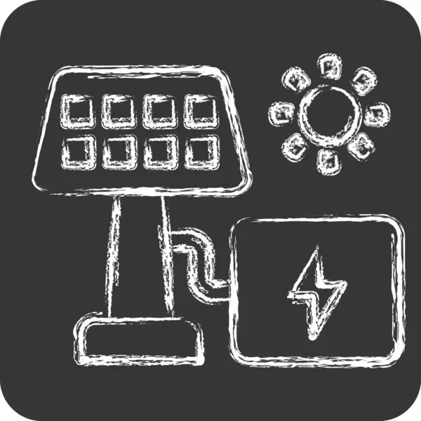 Icon Güneş Enerjisi. Endüstri sembolüyle ilgili. Tebeşir stili. dizayn edilebilir