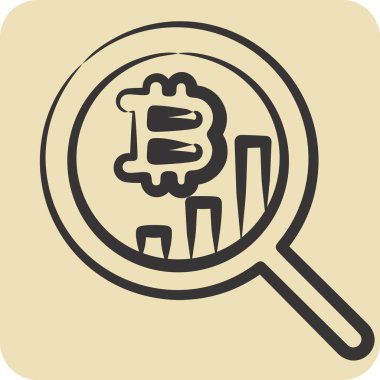 Simgesel İstatistik Analizi. Kripto para birimi sembolüyle ilgili. el çizimi biçim