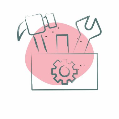 Simge Araç Kutusu. Tamir Aletleri sembolüyle ilgili. Renkli Leke Biçimi. dizayn edilebilir