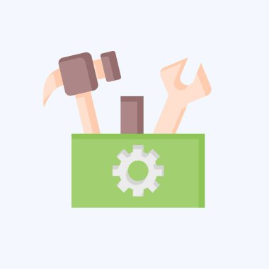 Simge Araç Kutusu. Tamir Aletleri sembolüyle ilgili. Düz stil. dizayn edilebilir