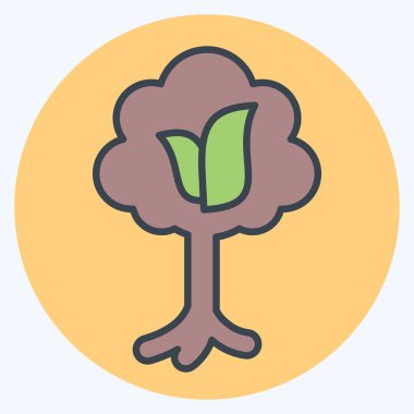 Simge ağacı. Dünya 'yı Kurtarma sembolüyle ilgili. renk arkadaşı stili. düzenlenebilir