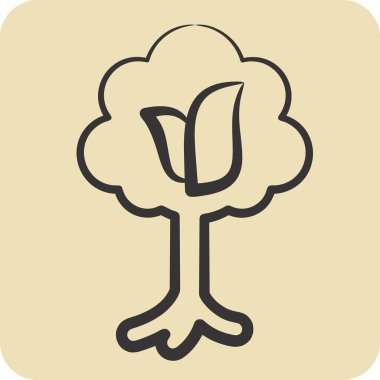 Simge ağacı. Dünya 'yı Kurtarma sembolüyle ilgili. El çizimi tarzı. düzenlenebilir