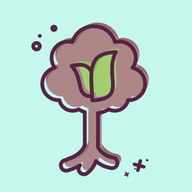 Simge ağacı. Dünya 'yı Kurtarma sembolüyle ilgili. MBE tarzı. düzenlenebilir