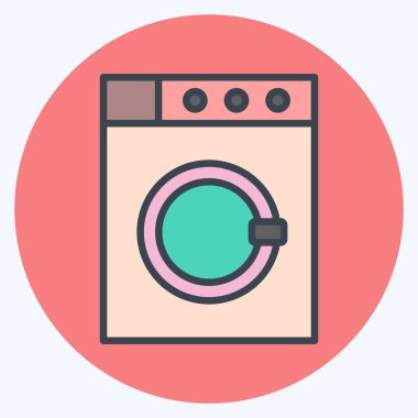 Simge Çamaşır Makinesi. Kumaş sembolüyle ilgili. renk arkadaşı stili. dizayn edilebilir