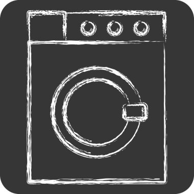 Simge Çamaşır Makinesi. Kumaş sembolüyle ilgili. Tebeşir stili. dizayn edilebilir