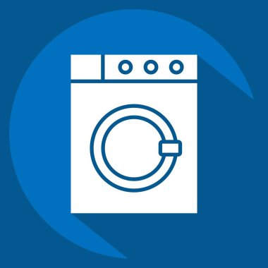 Simge Çamaşır Makinesi. Kumaş sembolüyle ilgili. Uzun gölge tarzı. dizayn edilebilir