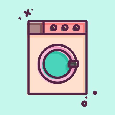 Simge Çamaşır Makinesi. Kumaş sembolüyle ilgili. MBE tarzı. dizayn edilebilir