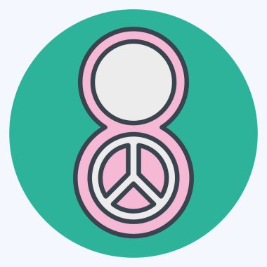 İkon Kadınlar Günü. Dünya Barışı sembolüyle ilgili. renk arkadaşı stili. dizayn edilebilir