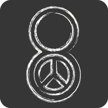 İkon Kadınlar Günü. Dünya Barışı sembolüyle ilgili. Tebeşir stili. dizayn edilebilir