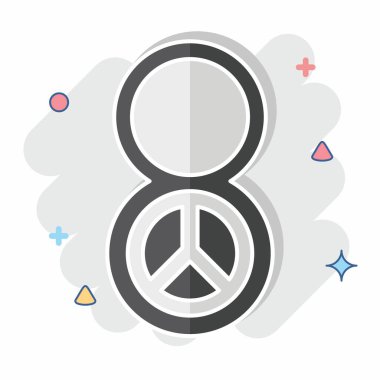 İkon Kadınlar Günü. Dünya Barışı sembolüyle ilgili. Çizgi roman. dizayn edilebilir