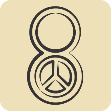 İkon Kadınlar Günü. Dünya Barışı sembolüyle ilgili. El çizimi tarzı. dizayn edilebilir