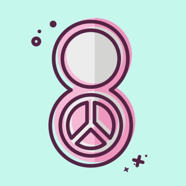 İkon Kadınlar Günü. Dünya Barışı sembolüyle ilgili. MBE tarzı. dizayn edilebilir