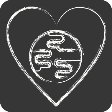 İkon Dünya Aşkı. Dünya Barışı sembolüyle ilgili. Tebeşir stili. dizayn edilebilir