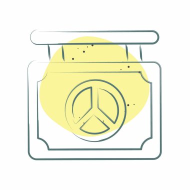 İkon Dünya Barış Kurulu. Dünya Barışı sembolüyle ilgili. Renkli Leke Biçimi. dizayn edilebilir