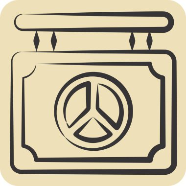 İkon Dünya Barış Kurulu. Dünya Barışı sembolüyle ilgili. El çizimi tarzı. dizayn edilebilir