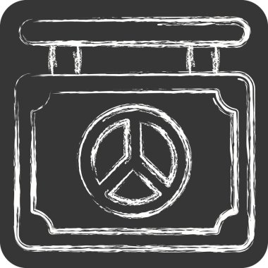 İkon Dünya Barış Kurulu. Dünya Barışı sembolüyle ilgili. Tebeşir stili. dizayn edilebilir