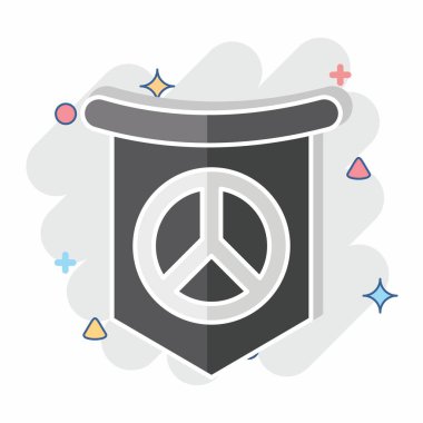 Icon Dünya Barış Bayrağı. Dünya Barışı sembolüyle ilgili. Çizgi roman. dizayn edilebilir