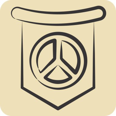 Icon Dünya Barış Bayrağı. Dünya Barışı sembolüyle ilgili. El çizimi tarzı. dizayn edilebilir