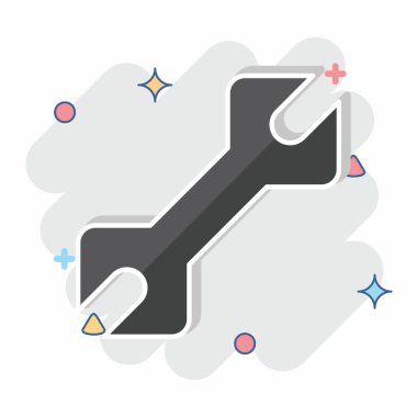 Simge anahtarı. Tamir Aletleri sembolüyle ilgili. Çizgi roman. dizayn edilebilir