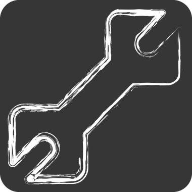 Simge anahtarı. Tamir Aletleri sembolüyle ilgili. Tebeşir stili. dizayn edilebilir