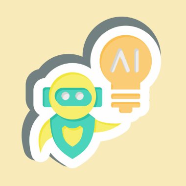 Yapışkan Yapıştırma Fikri. Yapay Zeka sembolüyle ilgili