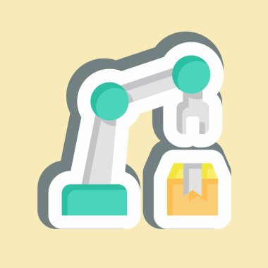 Çıkartmalı Kol Robotu. Endüstri sembolüyle ilgili. dizayn edilebilir