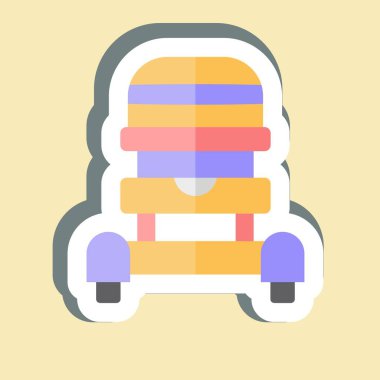 Çıkartmalı Bebek Arabası. Araç sembolüyle ilgili. düzenlenebilir