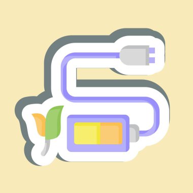 Çıkartma Batarya Charger. Dünya 'yı Kurtarma sembolüyle ilgili. düzenlenebilir