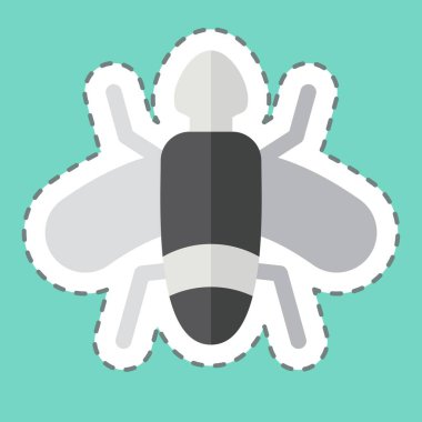 Çıkartma çizgisi Flies 'ı kesti. Böceklerin sembolü. dizayn edilebilir