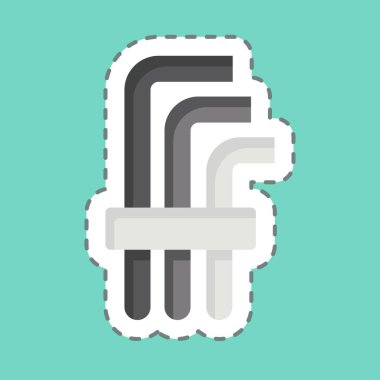 Çıkartma çizgisi Hex Keys 'i kesti. Tamir Aletleri sembolüyle ilgili. dizayn edilebilir