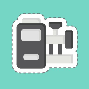 Çıkartma hattı üretim makinesini kesti. Endüstri sembolüyle ilgili. dizayn edilebilir