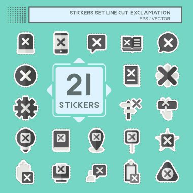 Çıkartma çizgisi kes Ünlemleri Ayarla. Eğitim sembolüyle ilgili. dizayn edilebilir