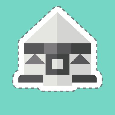 Çıkartma çizgisi Yurt 'u kesti. Kazakistan sembolüyle ilgili. dizayn edilebilir