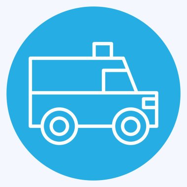 Simgesel ambulans. Ulaşım sembolüyle ilgili. Mavi gözlü. dizayn edilebilir