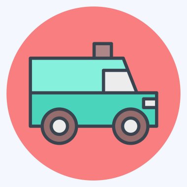 Simgesel ambulans. Ulaşım sembolüyle ilgili. renk arkadaşı stili. dizayn edilebilir