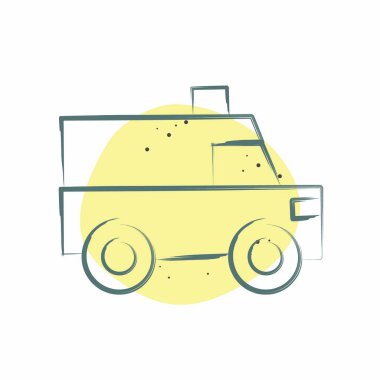 Simgesel ambulans. Ulaşım sembolüyle ilgili. Renkli Leke Biçimi. dizayn edilebilir