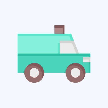 Simgesel ambulans. Ulaşım sembolüyle ilgili. Düz stil. dizayn edilebilir