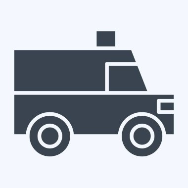 Simgesel ambulans. Ulaşım sembolüyle ilgili. Kabartma tarzı. dizayn edilebilir